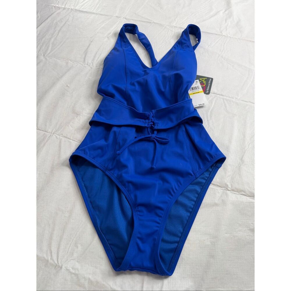 NWT BCA By Rebecca Virtue Blue One Piece Swimsuit Size Medium New